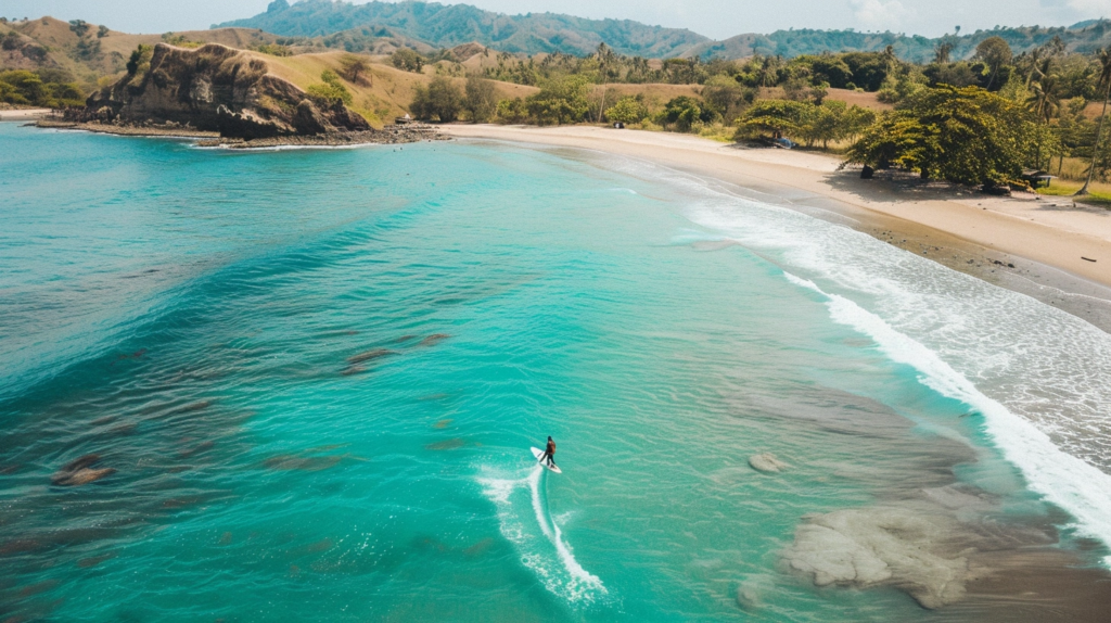 Surfer holding a surf board for the best surf camps in lombok