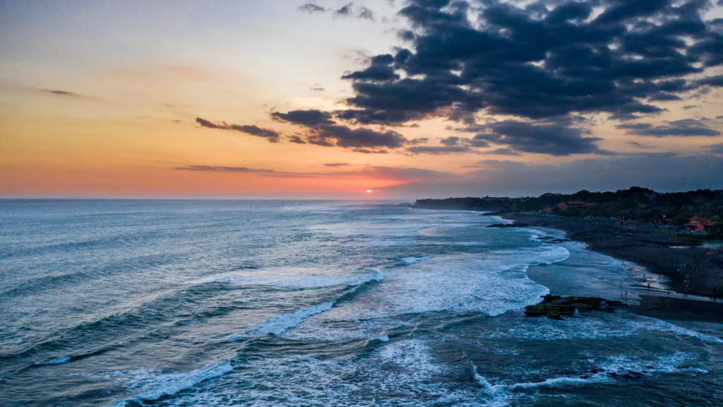 Sunset over the beach of Pererenan in Bali