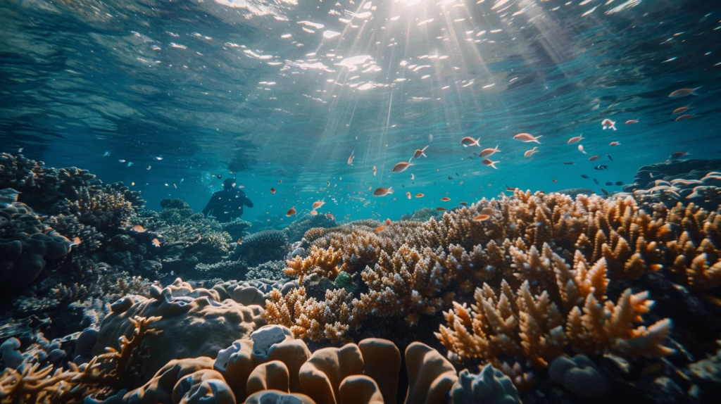 Lombok diving spot in Gili Meno wall - colorful reef and marine life