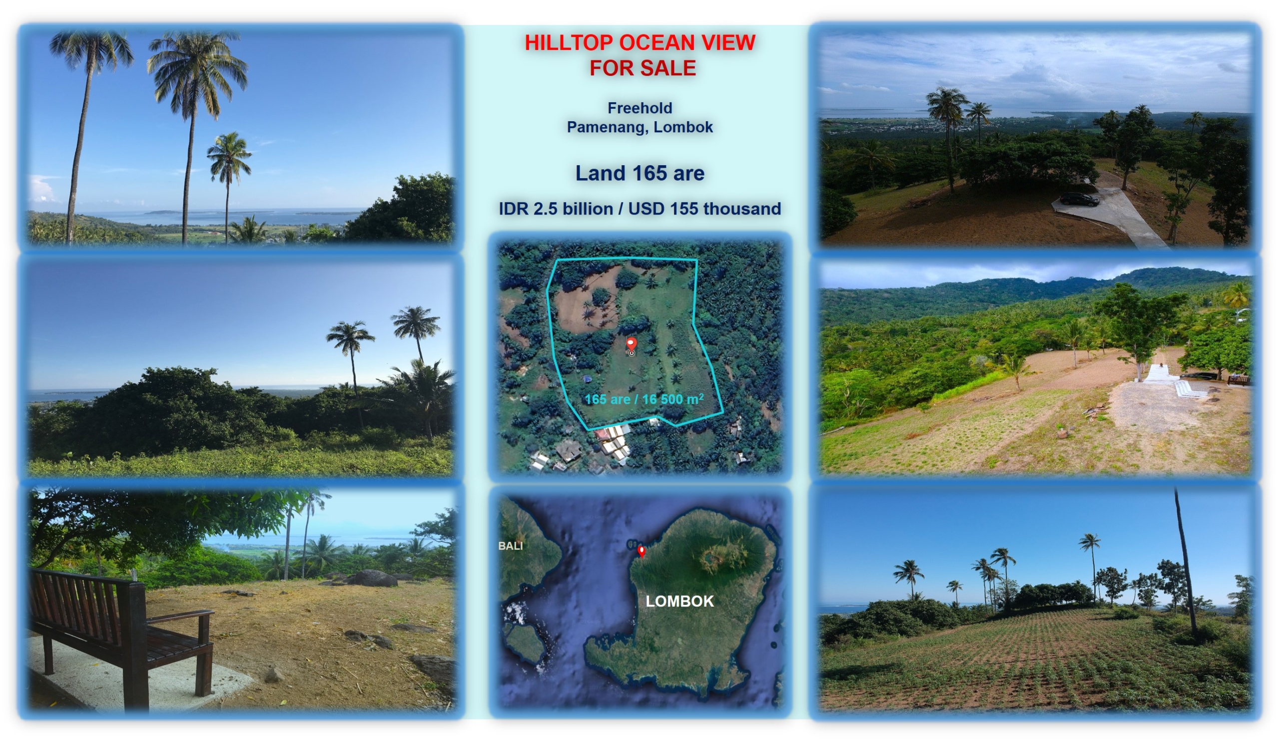 Hilltop land for sale in North Lombok