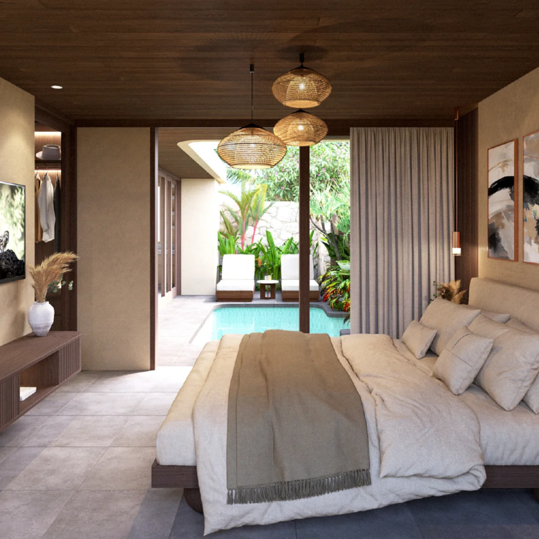 Bedroom render villa for sale in central Kuta Lombok