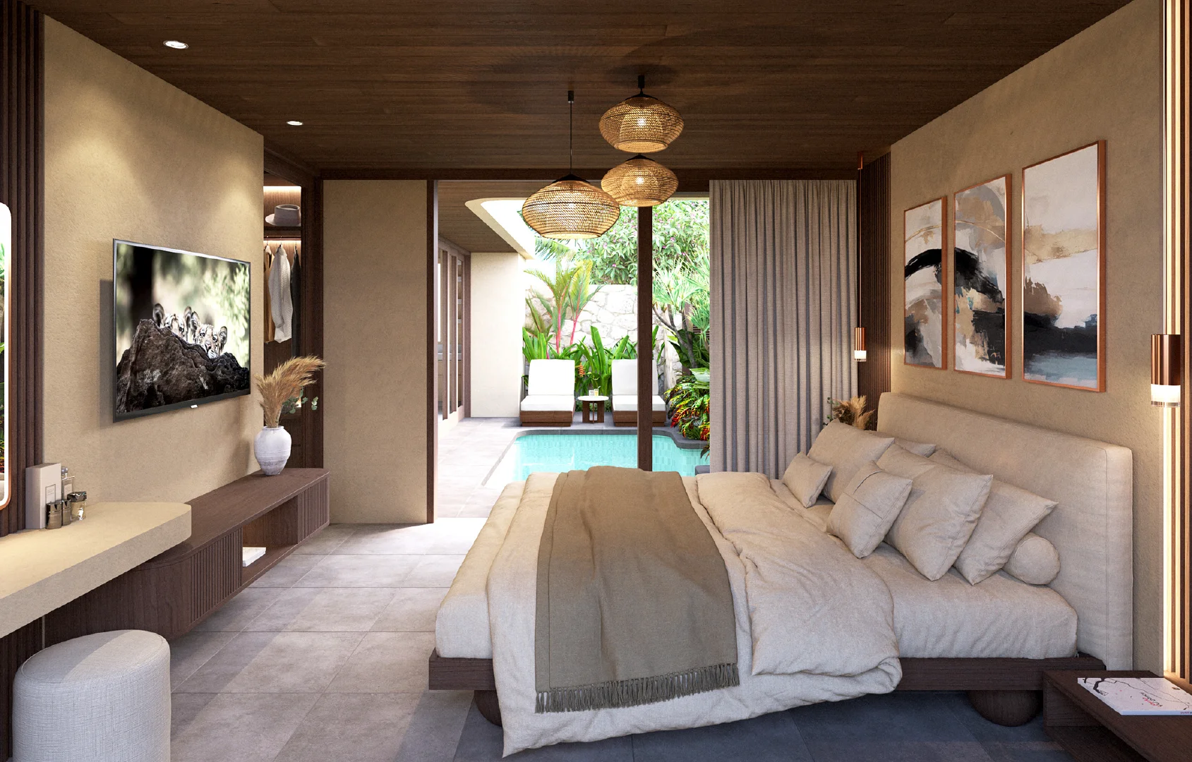 Bedroom render villa for sale in central Kuta Lombok